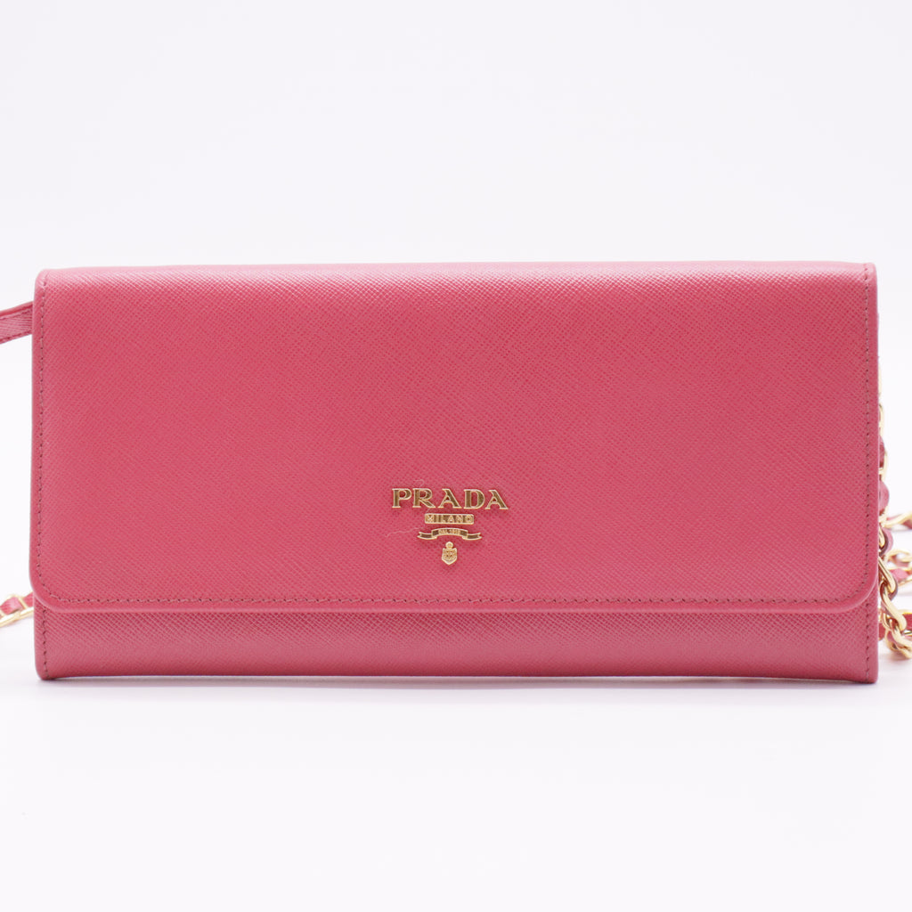 Saffiano Metal Continental Flap Wallet Peonia