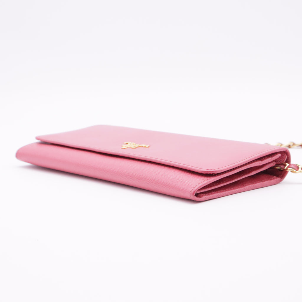 Saffiano Metal Continental Flap Wallet Peonia