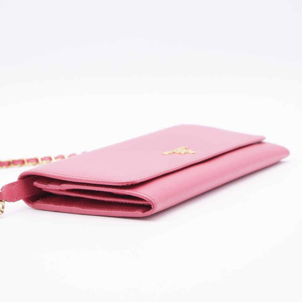 Saffiano Metal Continental Flap Wallet Peonia