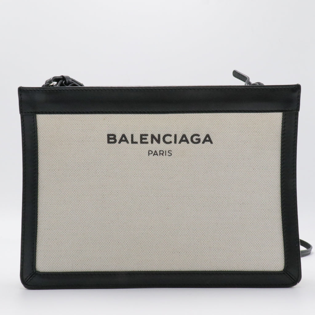 Navy Pochette Canvas and Leather Small