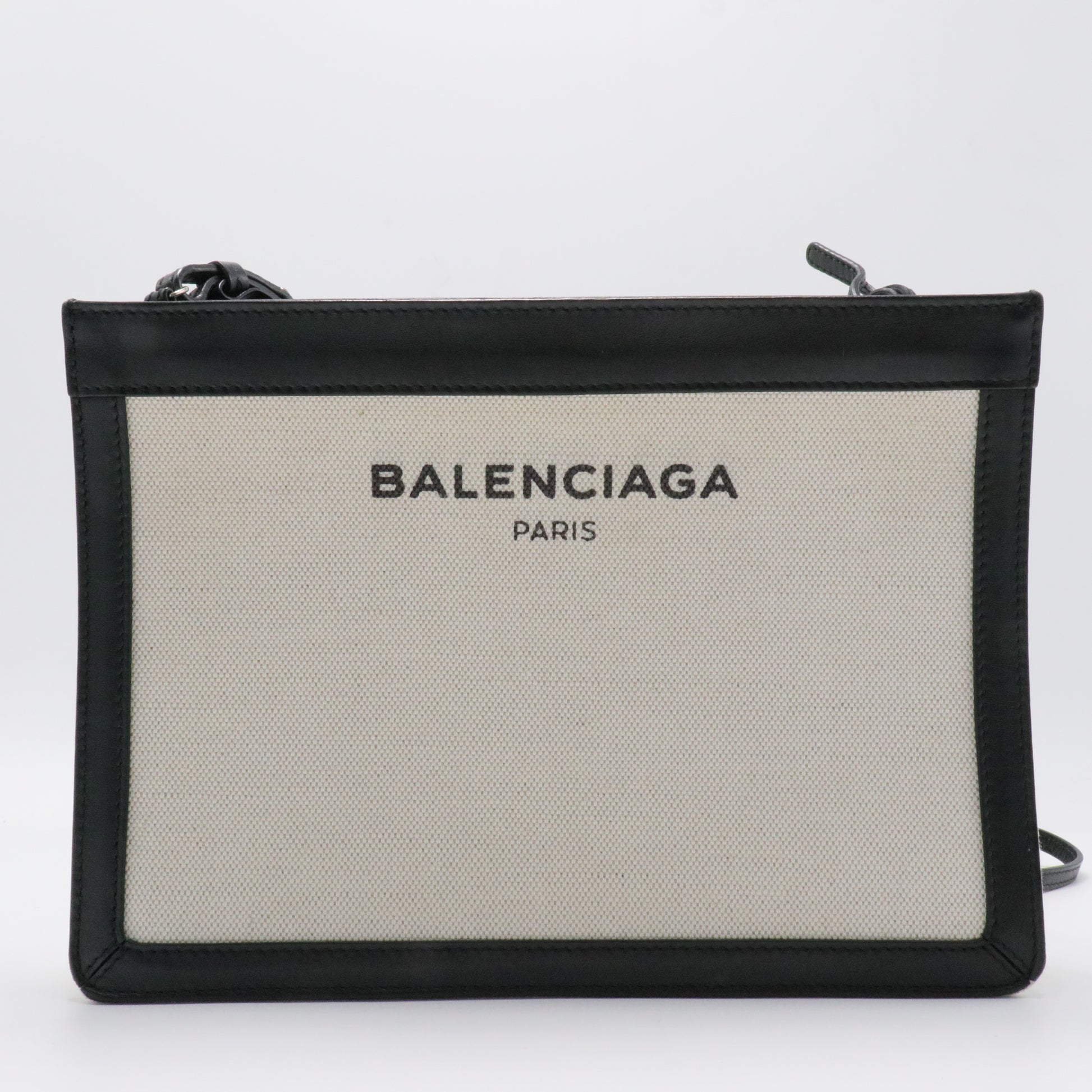 Navy Pochette Canvas and Leather Small