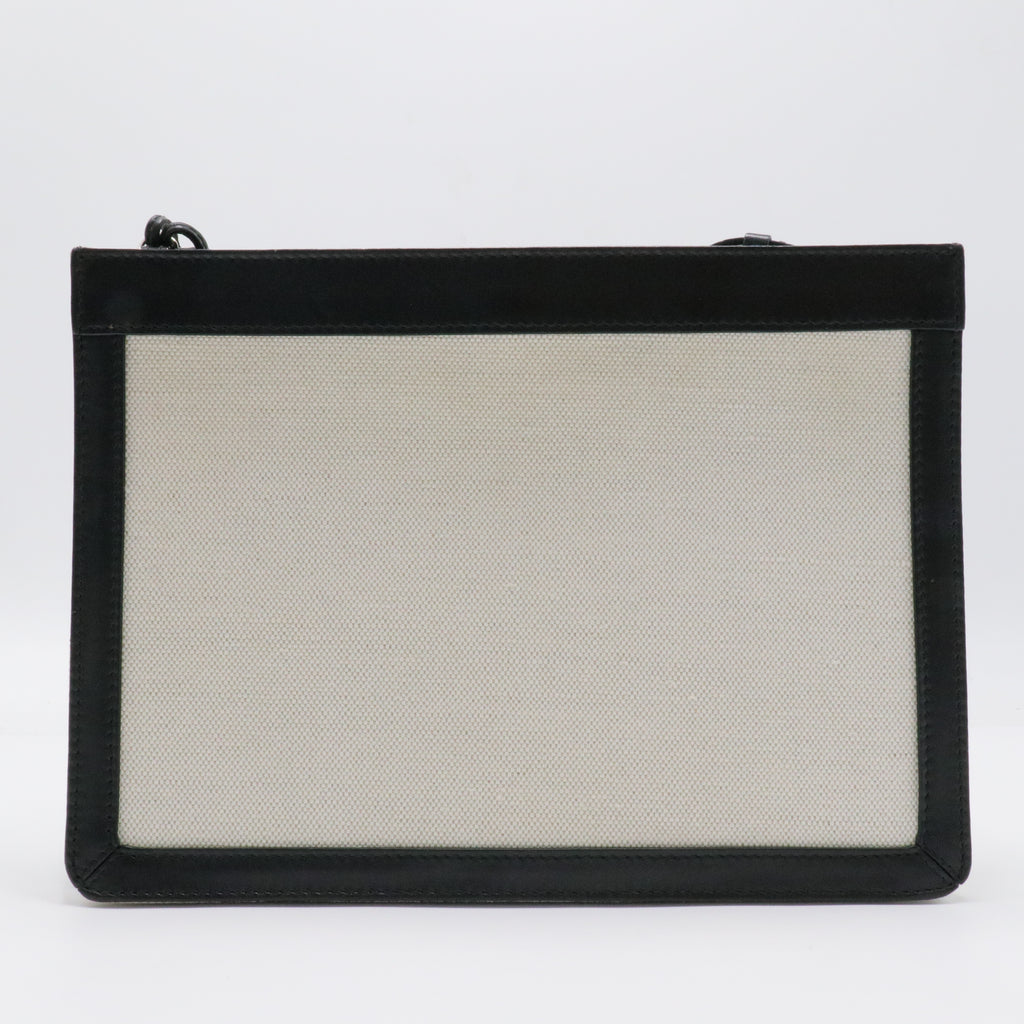 Navy Pochette Canvas and Leather Small