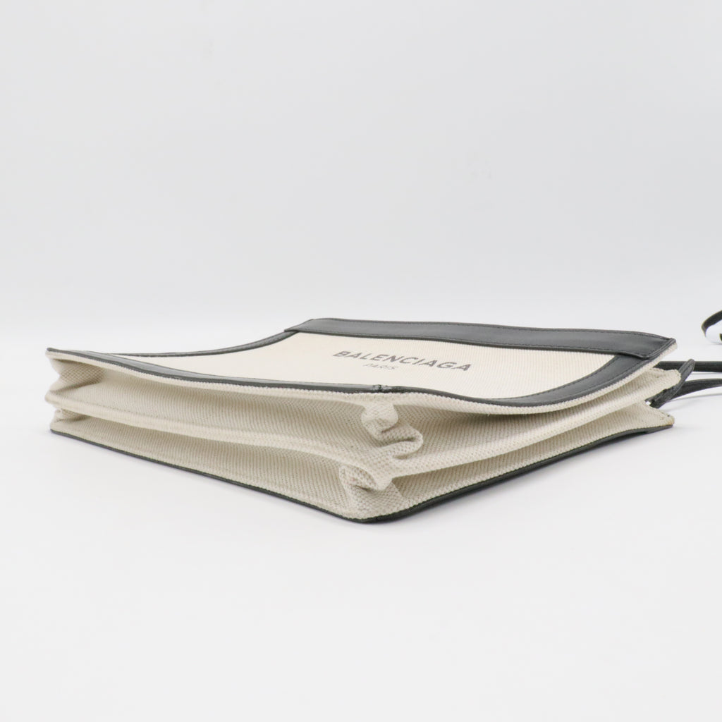 Navy Pochette Canvas and Leather Small