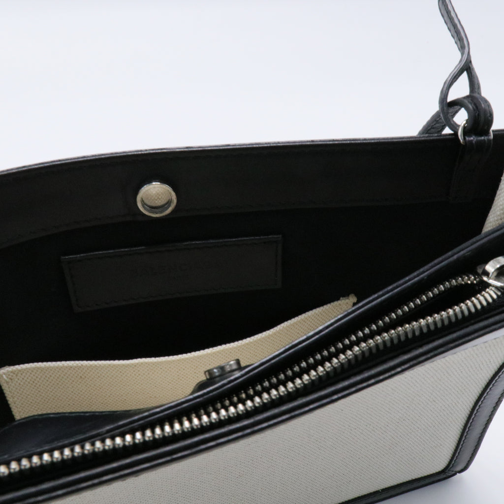 Navy Pochette Canvas and Leather Small