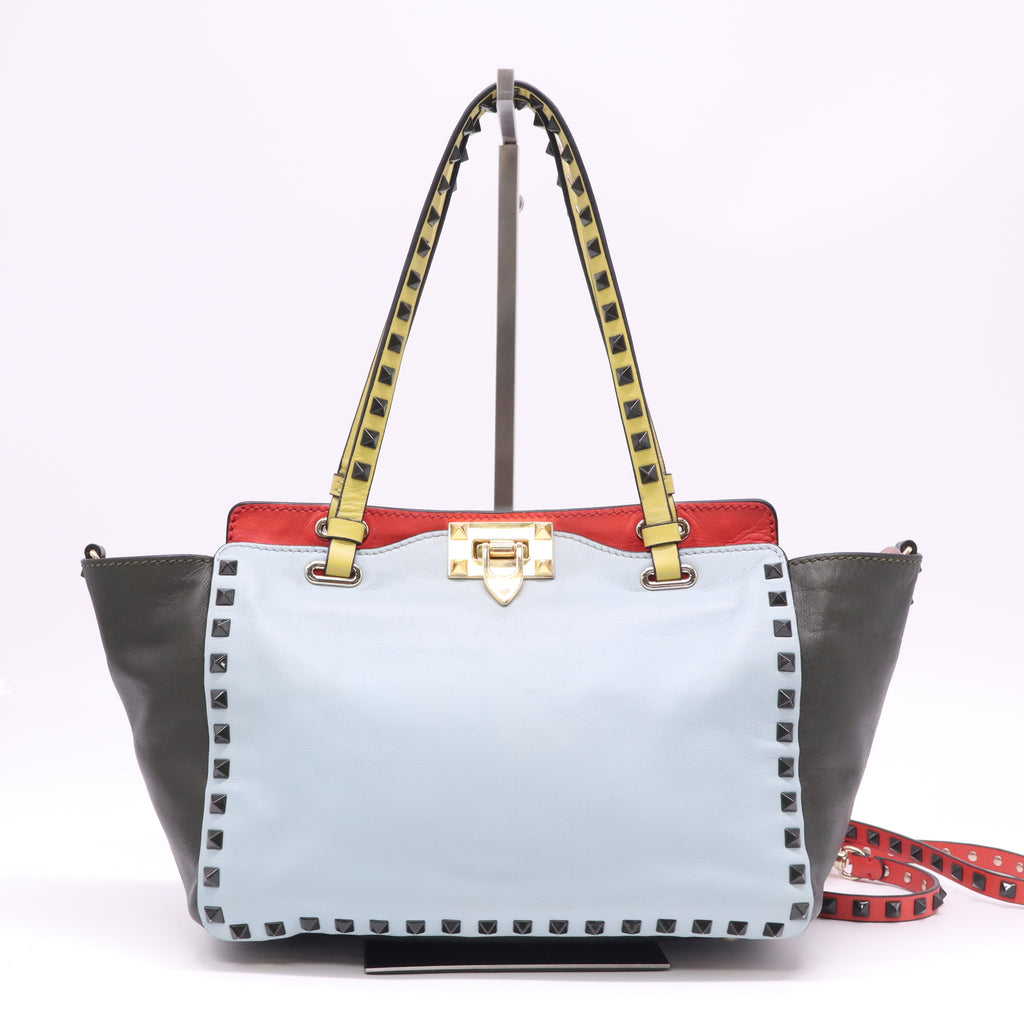 Vitello Colorblock Medium Rockstud Tote Multicolor B21284