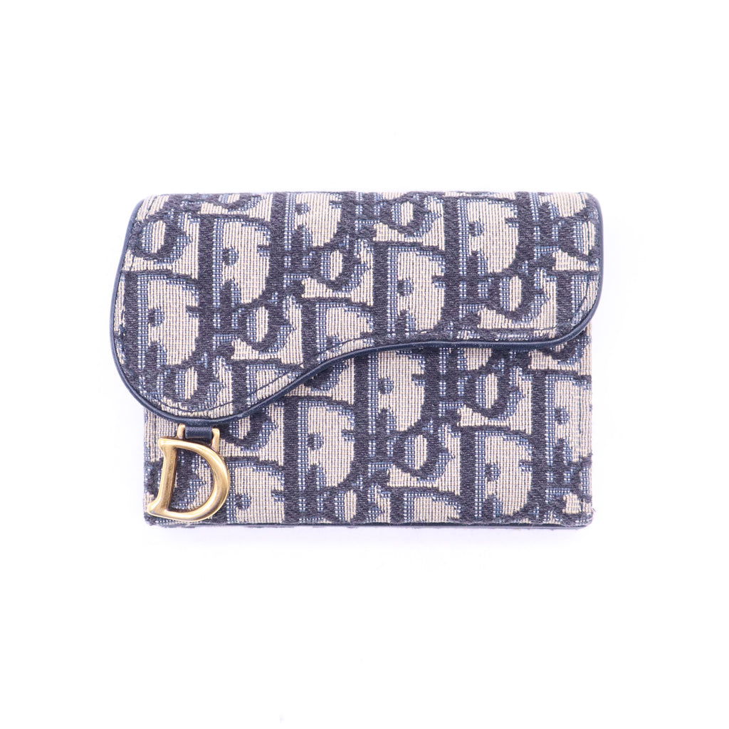 Dior Saddle Card Holder Oblique Blue W21001