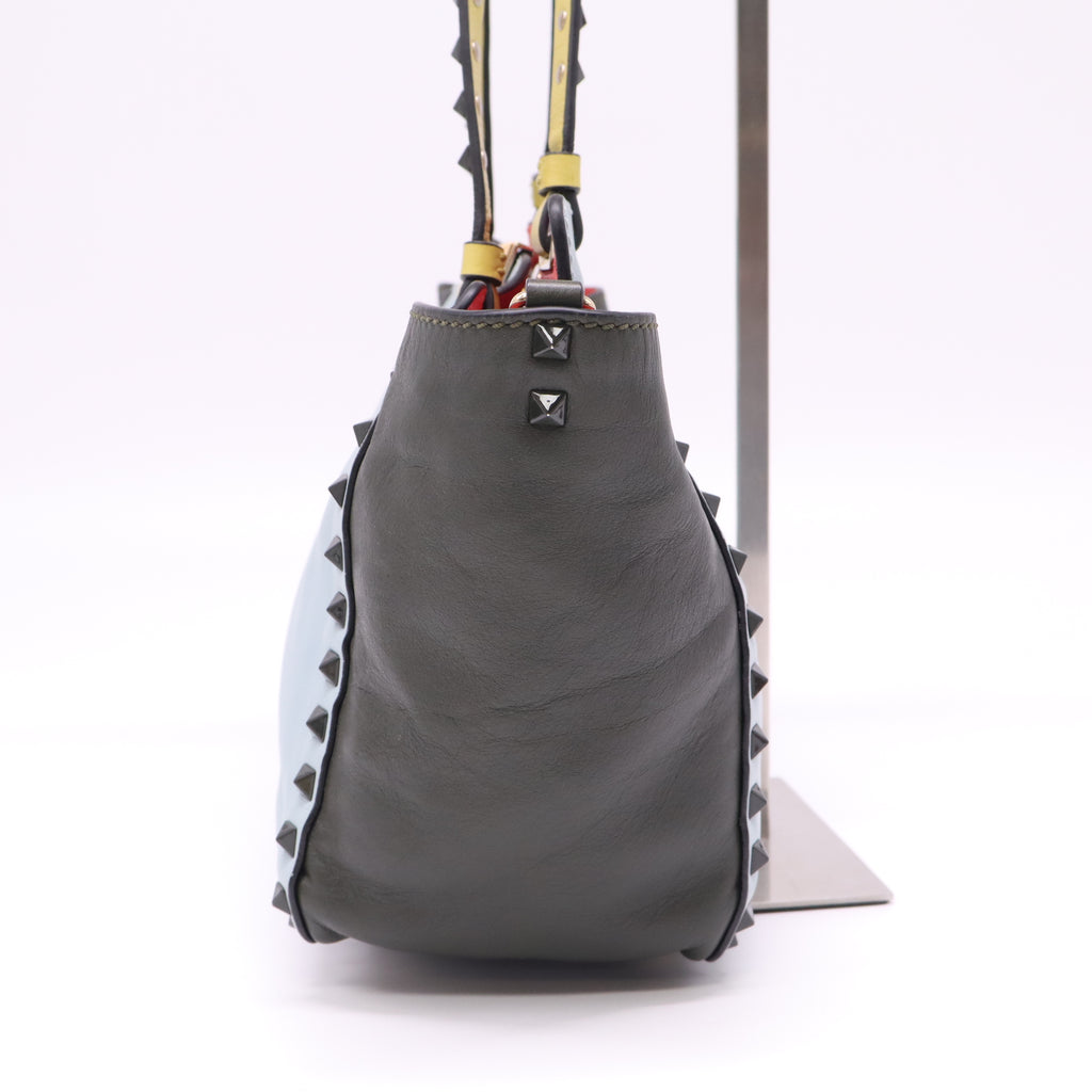 Vitello Colorblock Medium Rockstud Tote Multicolor B21284