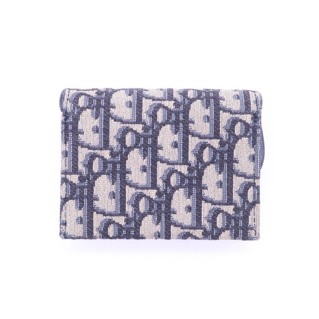 Dior Saddle Card Holder Oblique Blue W21001
