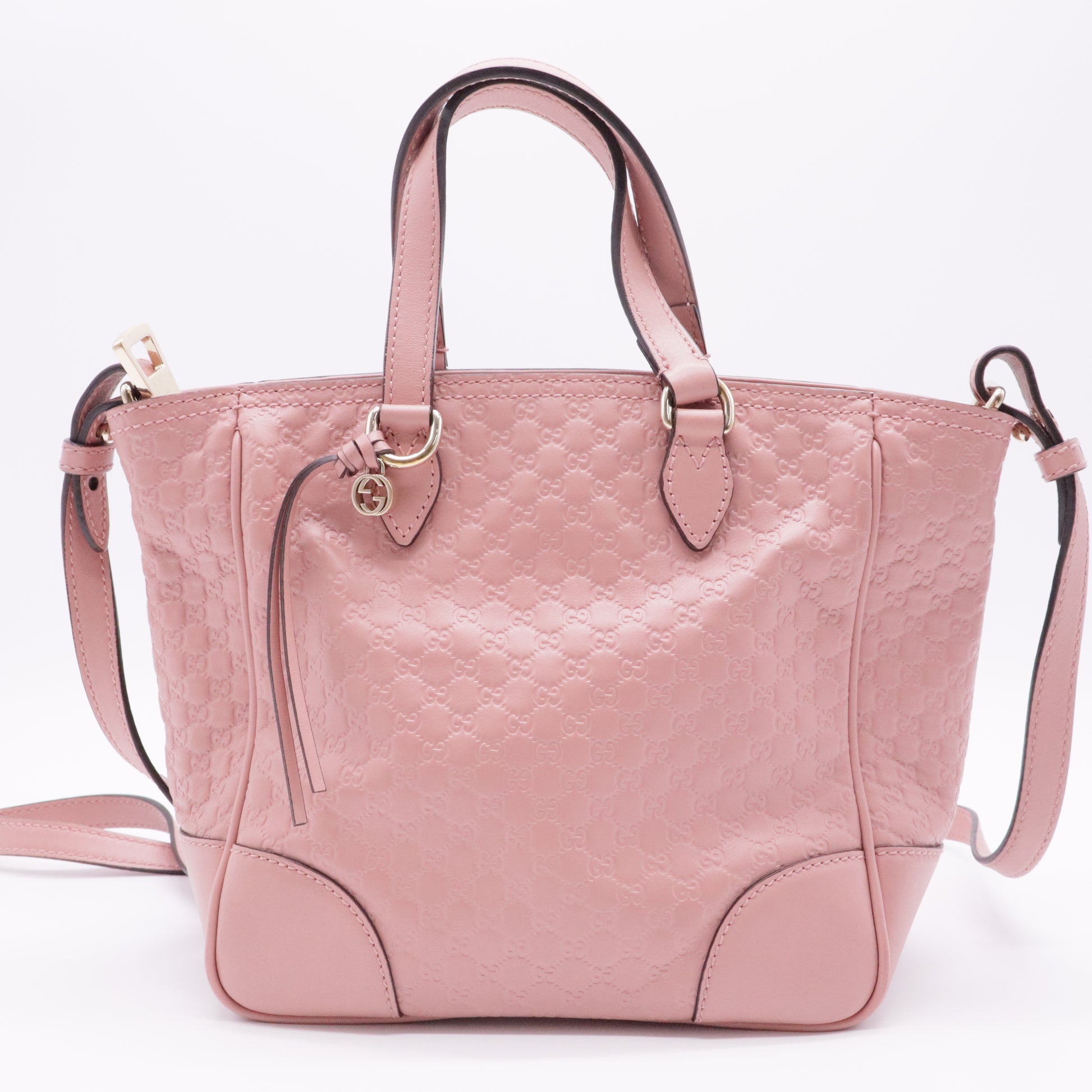 Pink Micro Guccissima Leather Bree Small Top Handle Tote Bag
