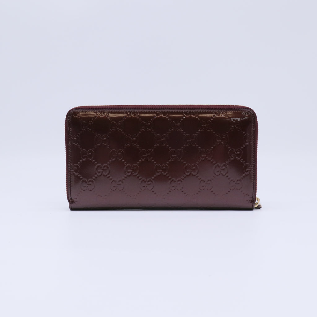 Gucci Patent Guccissima Zip Around Wallet W21805