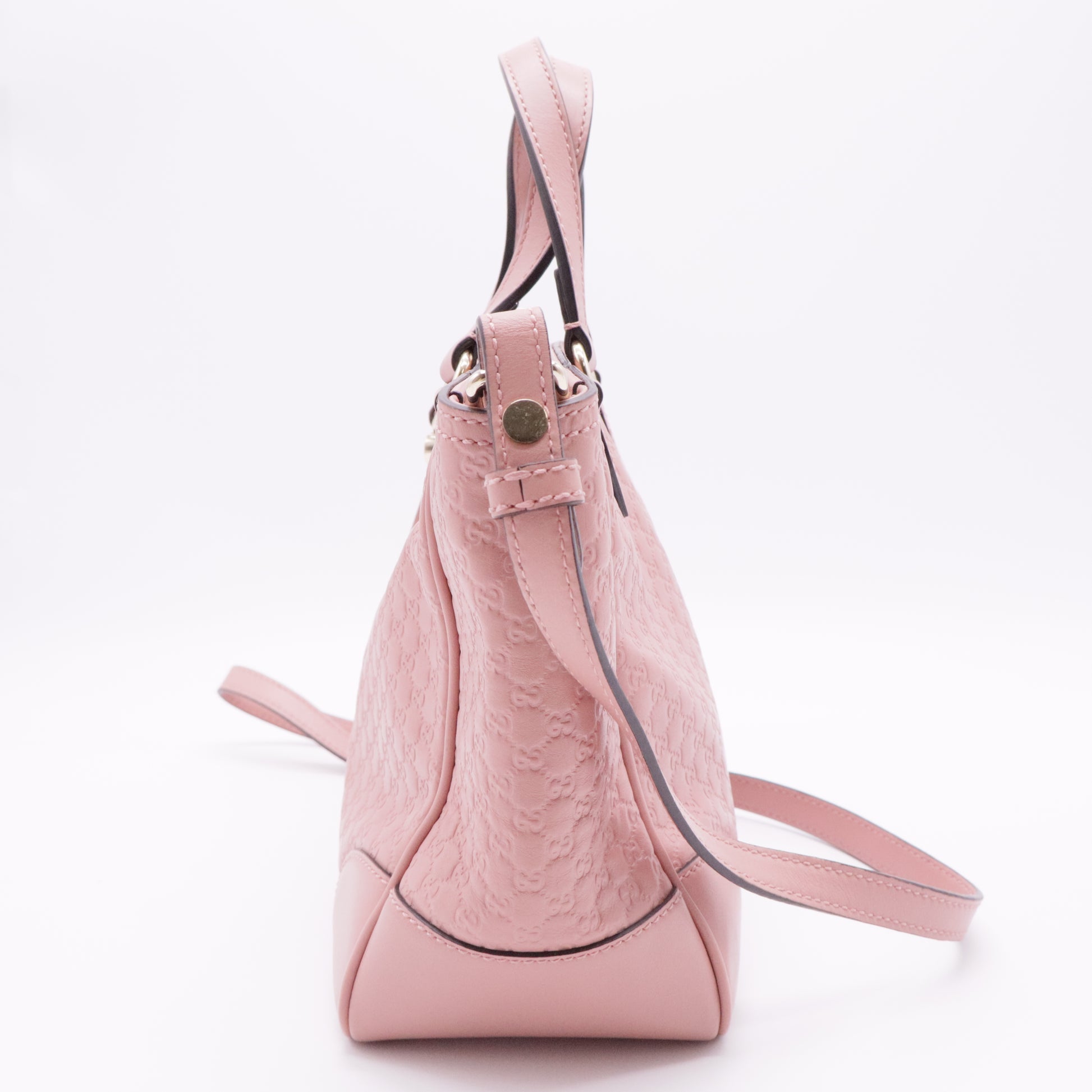 Pink Micro Guccissima Leather Bree Small Top Handle Tote Bag