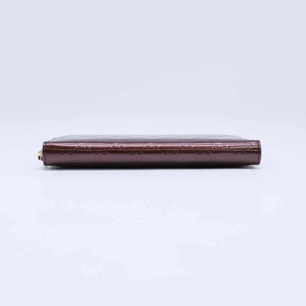 Gucci Patent Guccissima Zip Around Wallet W21805