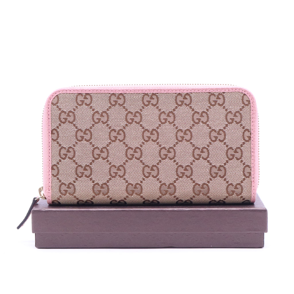 Monogram Dollar Calfskin Zip Around Compact Wallet Beige Ebony Soft Pink W21033