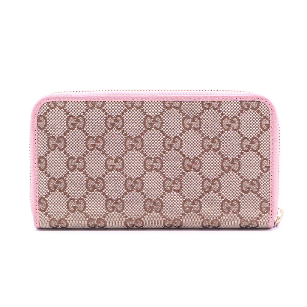 Monogram Dollar Calfskin Zip Around Compact Wallet Beige Ebony Soft Pink W21033