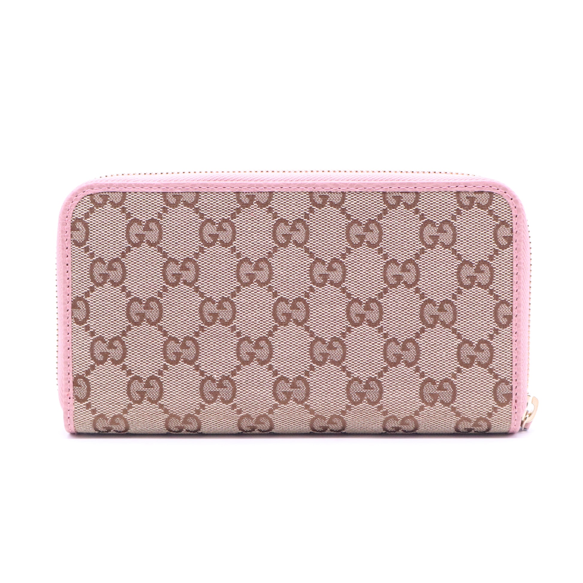 Monogram Dollar Calfskin Zip Around Compact Wallet Beige Ebony Soft Pink W21033