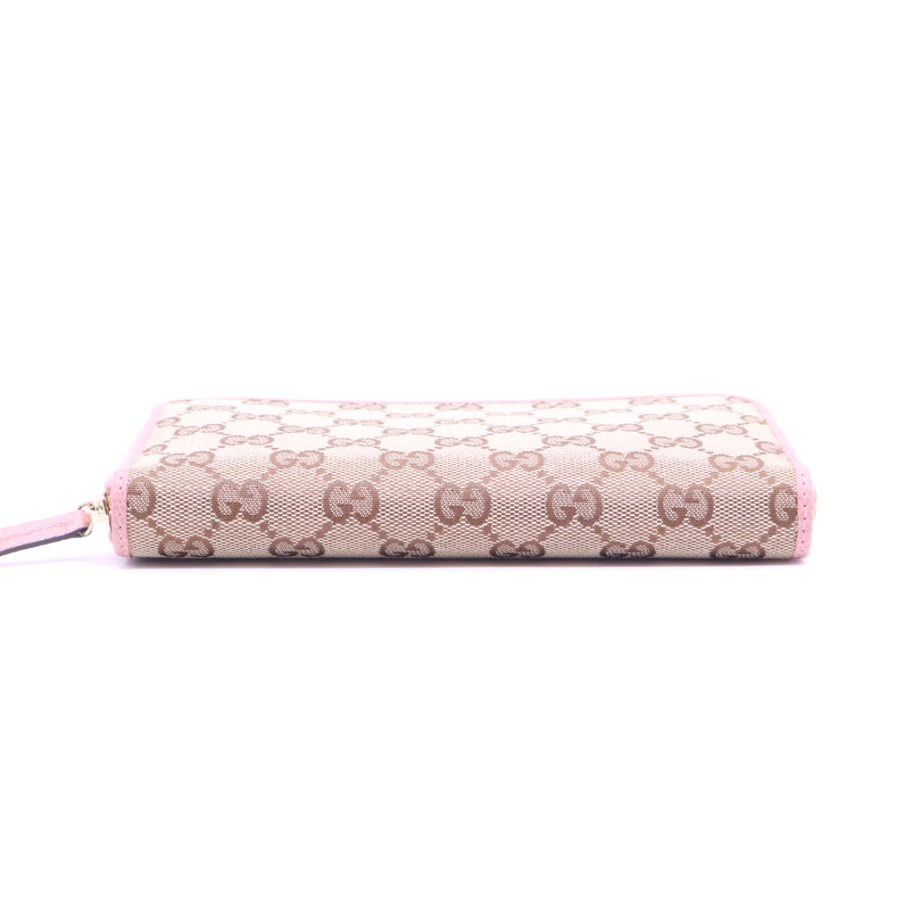 Monogram Dollar Calfskin Zip Around Compact Wallet Beige Ebony Soft Pink W21033