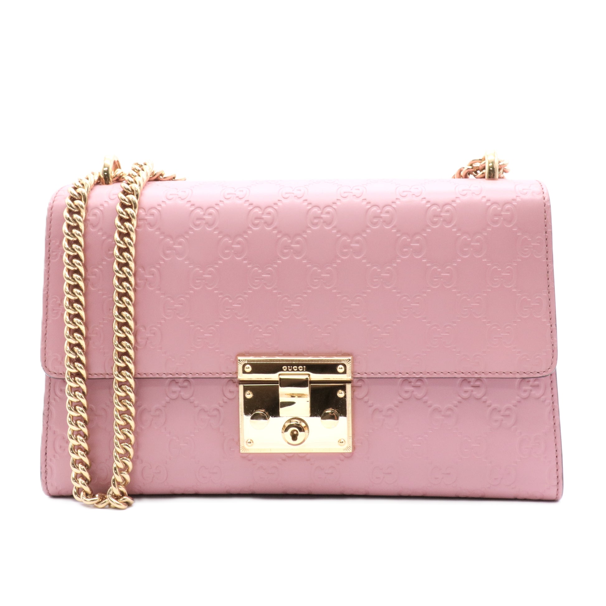 Pink Guccissima Leather Padlock Medium Shoulder Bag