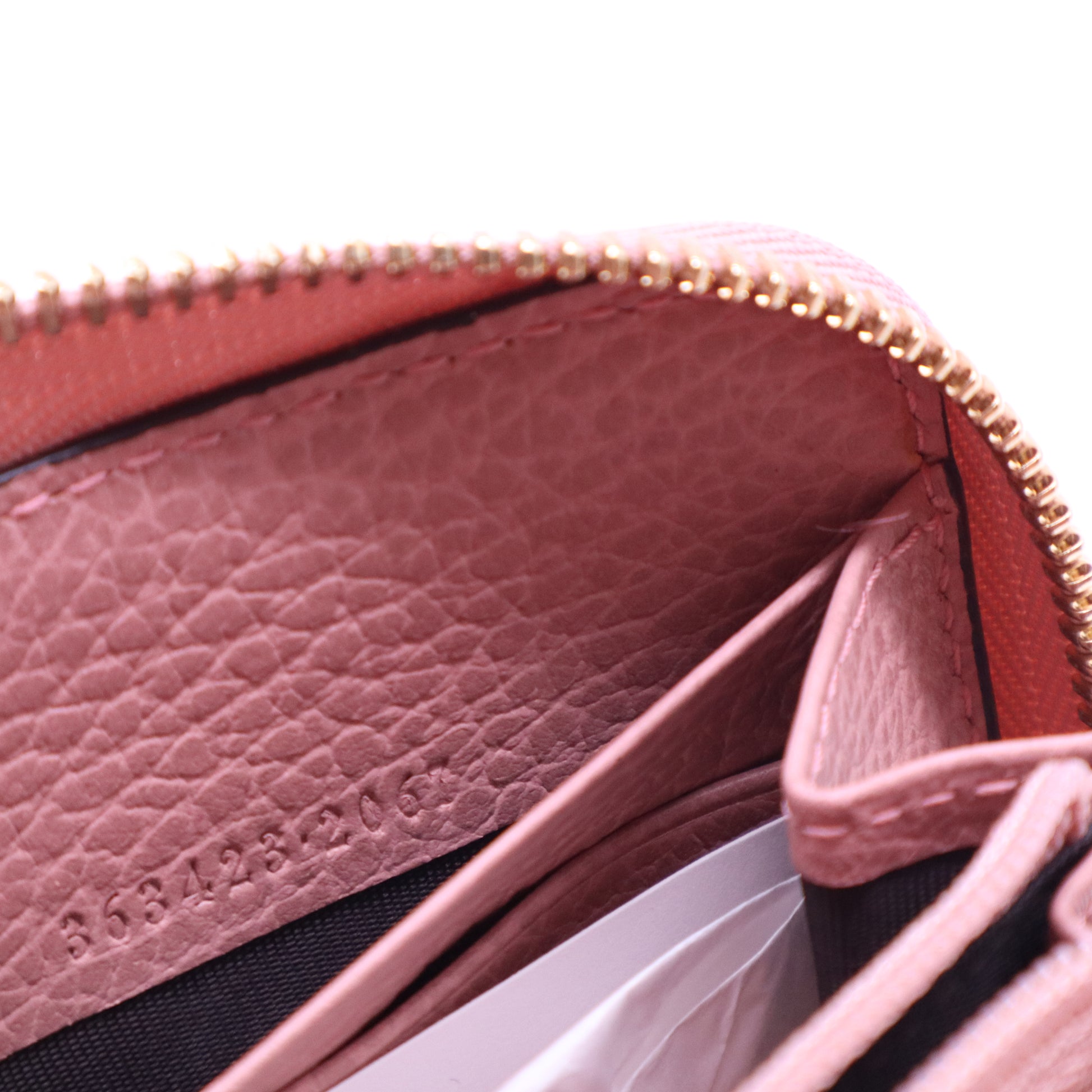 Monogram Dollar Calfskin Zip Around Compact Wallet Beige Ebony Soft Pink W21033