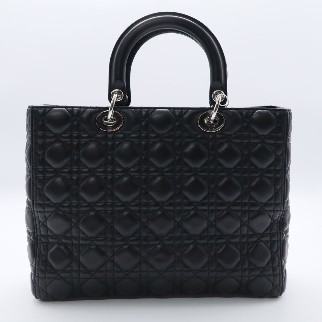 Soft Special Edition Black Cannage Quilted Lambskin Lady Dior Large Tote Bag LDJ2390 Twins