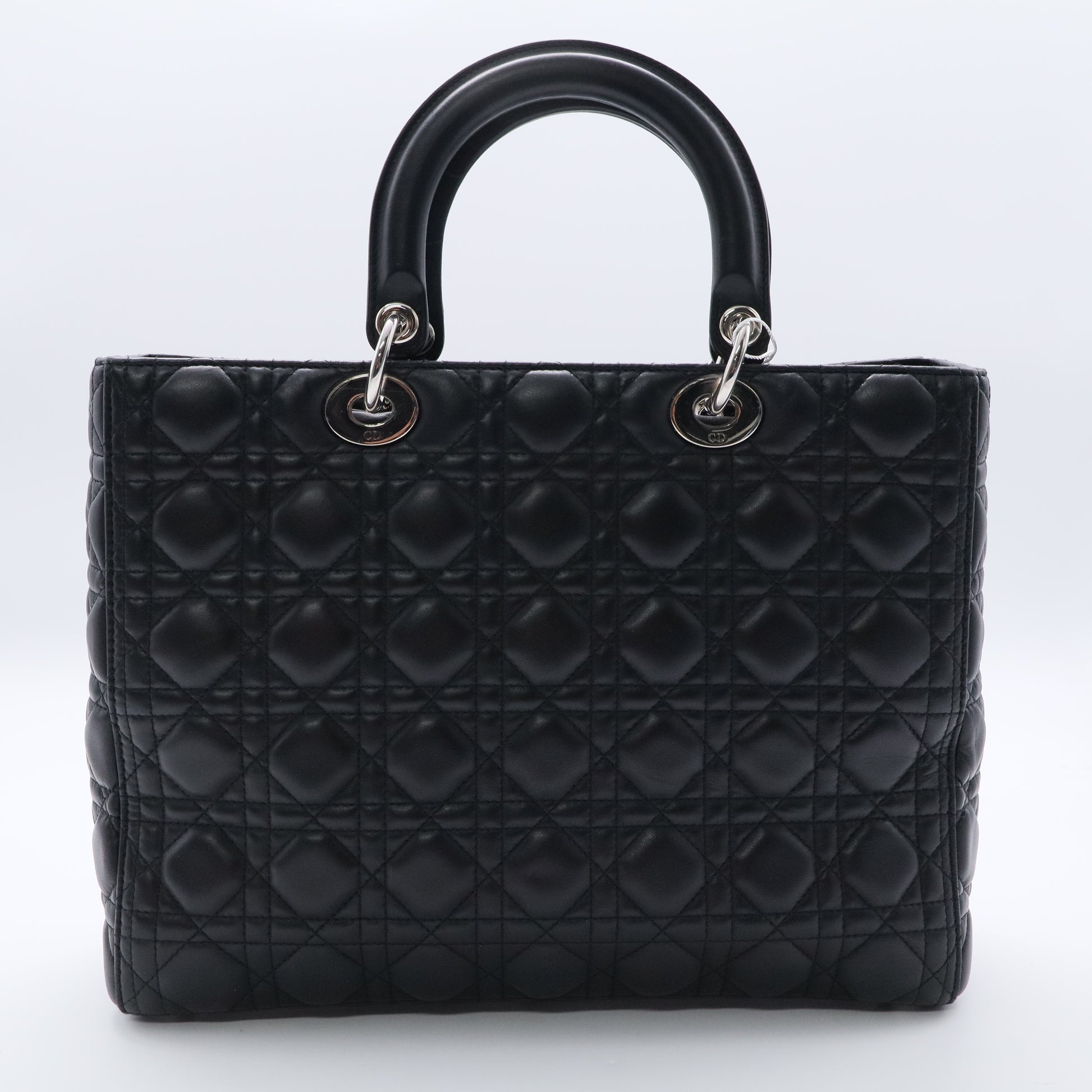 Soft Special Edition Black Cannage Quilted Lambskin Lady Dior Large Tote Bag LDJ2390 Twins