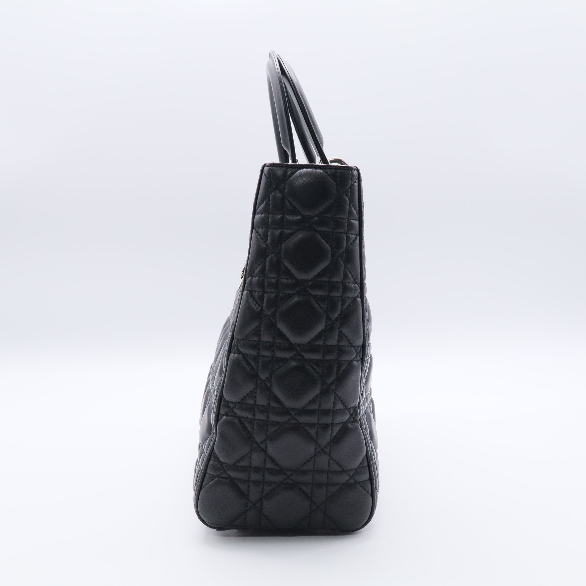 Soft Special Edition Black Cannage Quilted Lambskin Lady Dior Large Tote Bag LDJ2390 Twins
