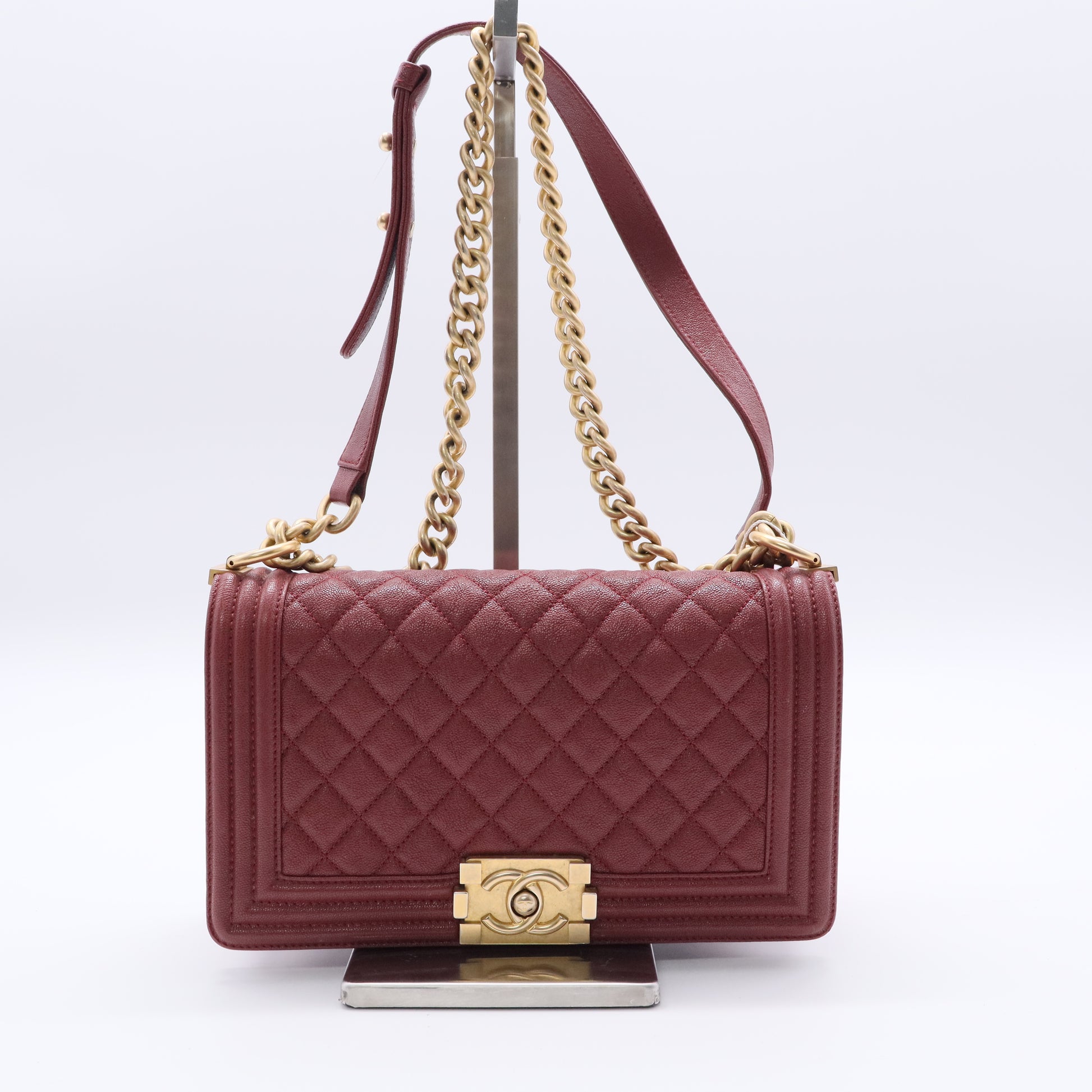Le Boy Old Medium in Pink Cavier Gold Hardware LDJ2387 twins