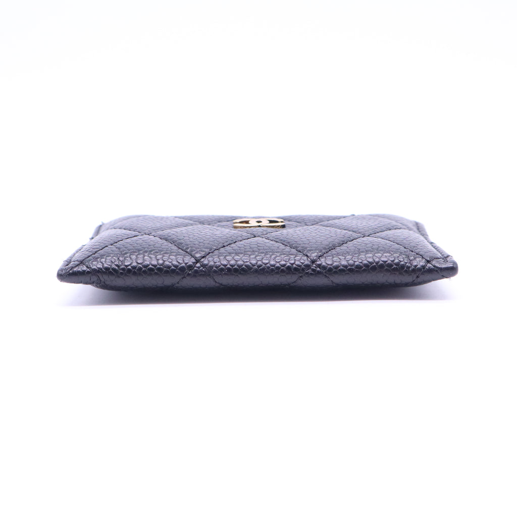 Black Quilted Caviar Leather Classic Card Holder W21030