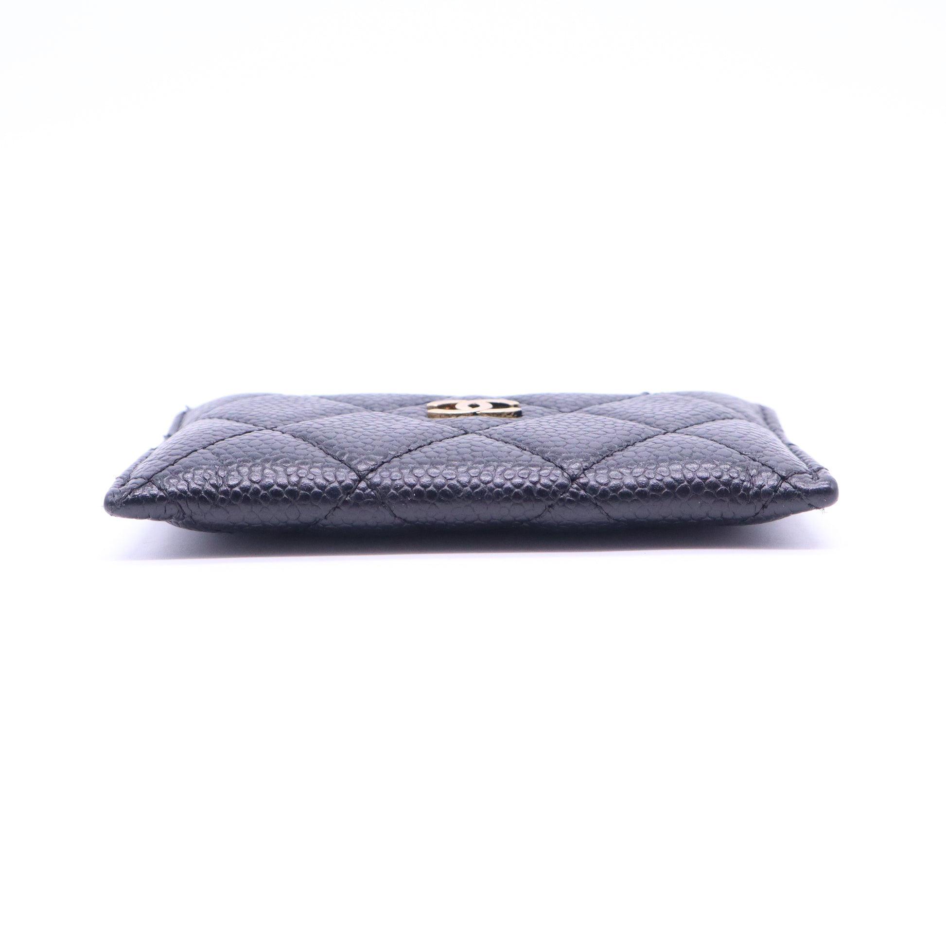 Black Quilted Caviar Leather Classic Card Holder W21030