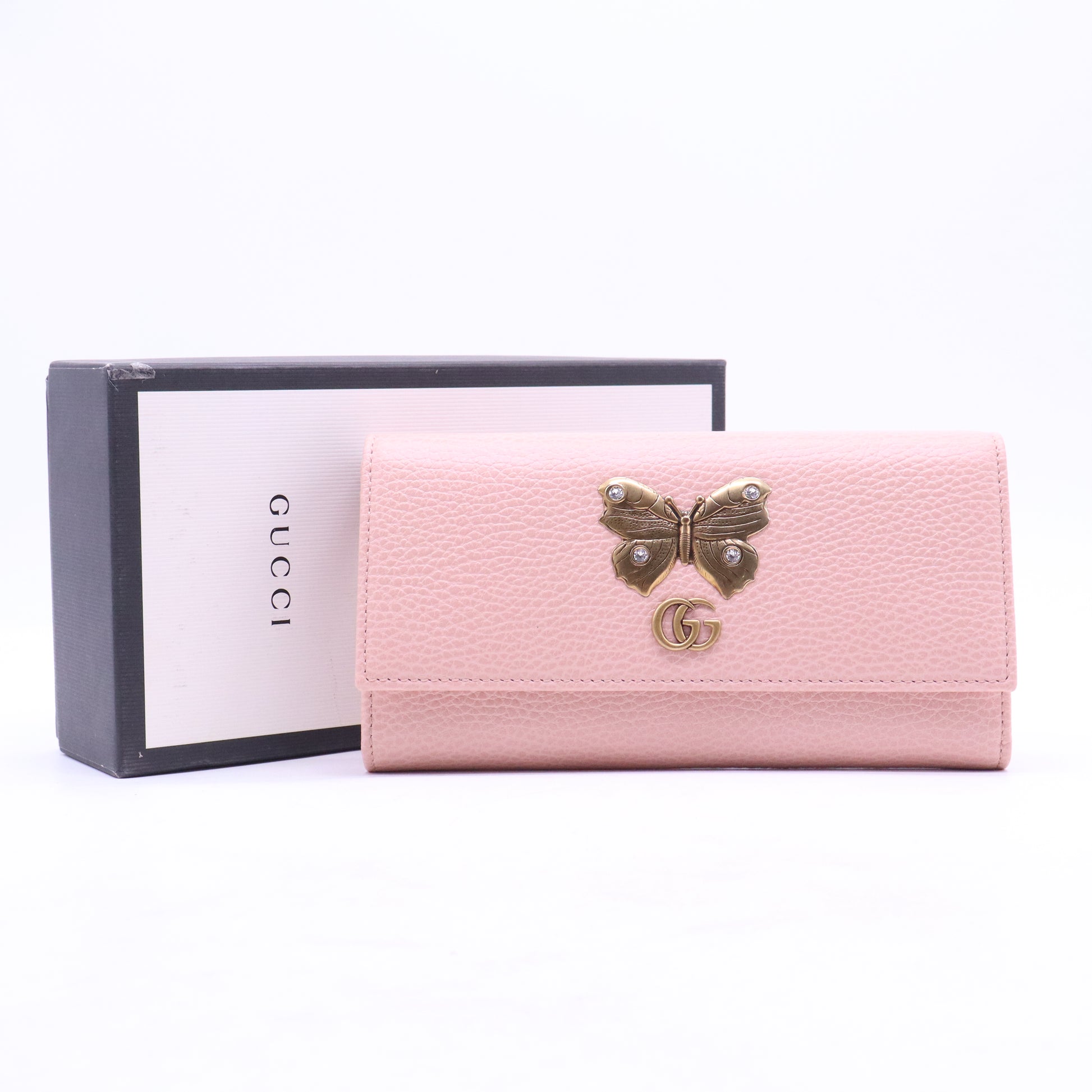 Gucci Dollar Calfskin Garden Continental Wallet Perfect Pink W21028