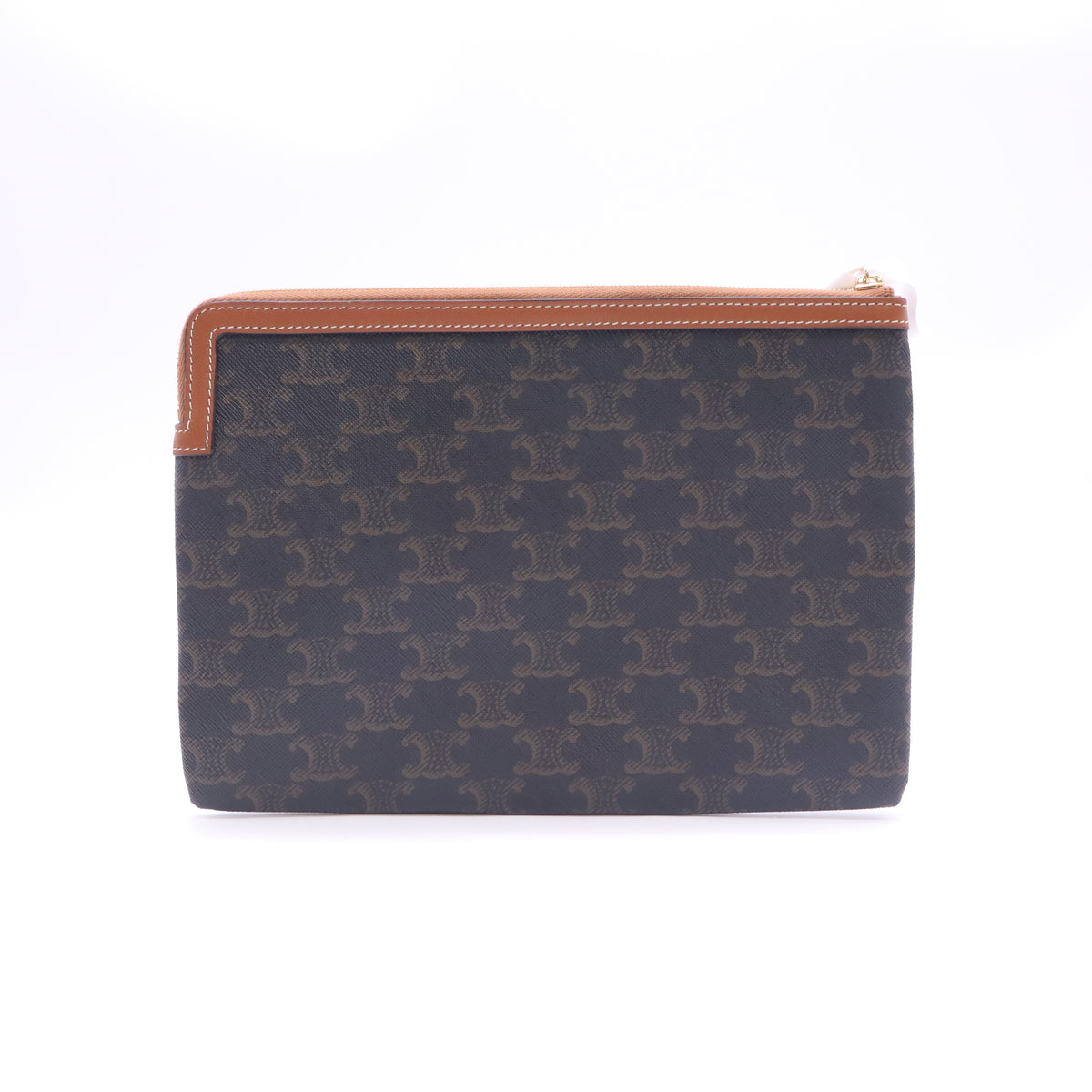 Triomphe Canvas Calfskin Small Pouch With Strap Tan W23224