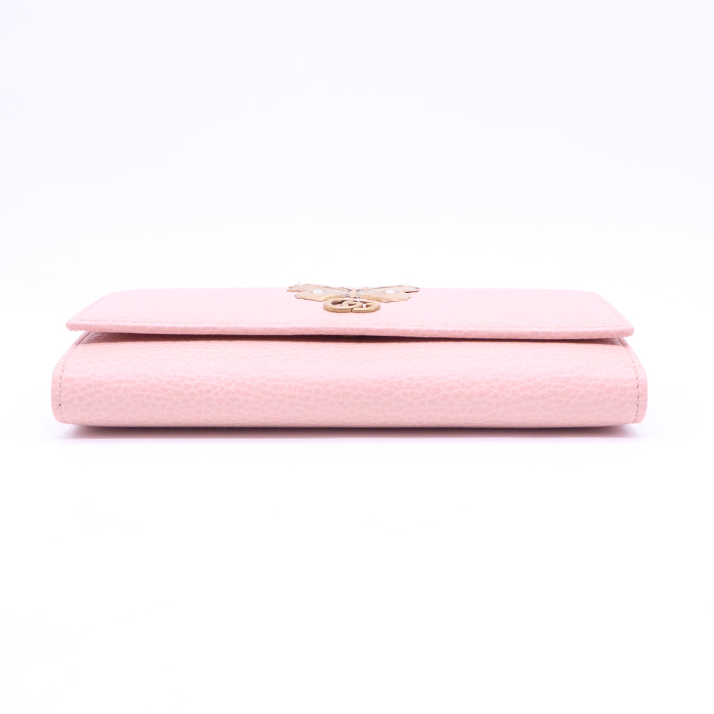 Gucci Dollar Calfskin Garden Continental Wallet Perfect Pink W21028