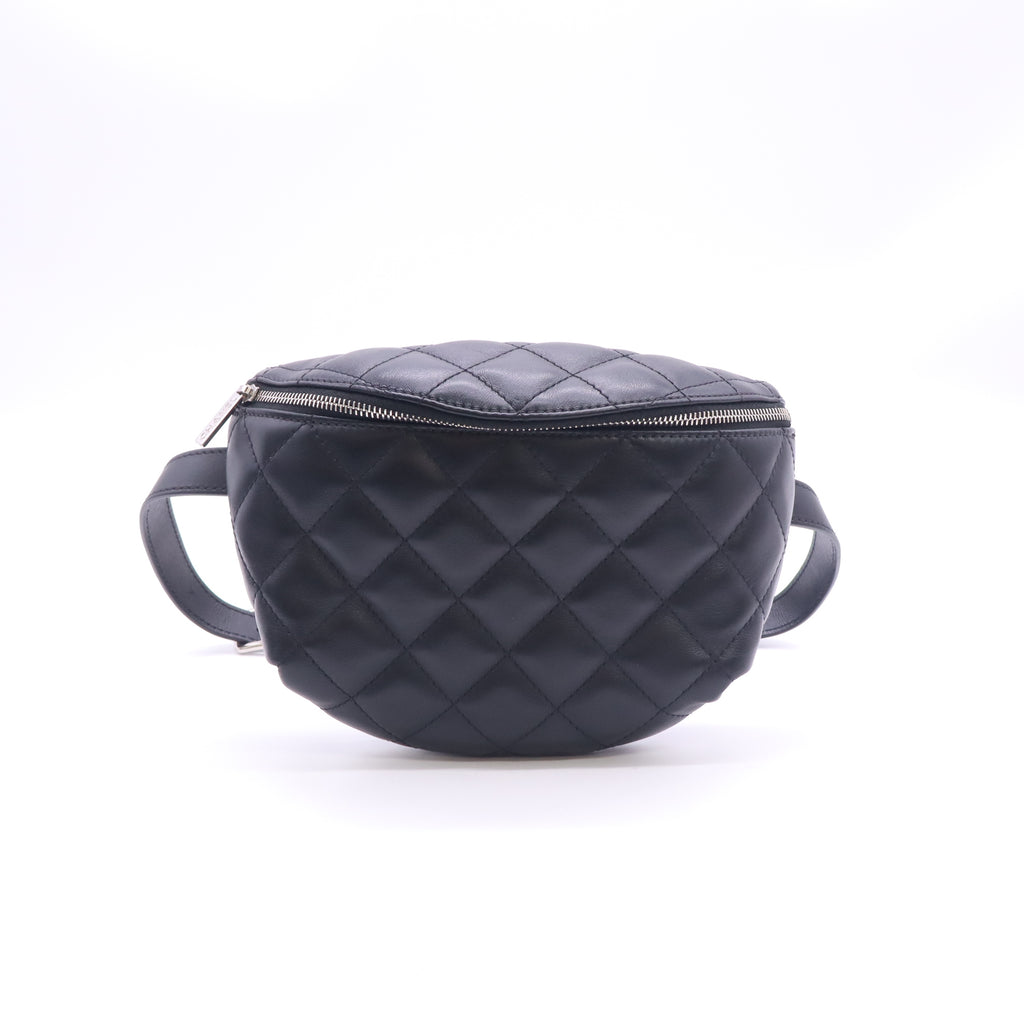 Calfskin Quilted Uniform Waist Belt Bag Black B24262