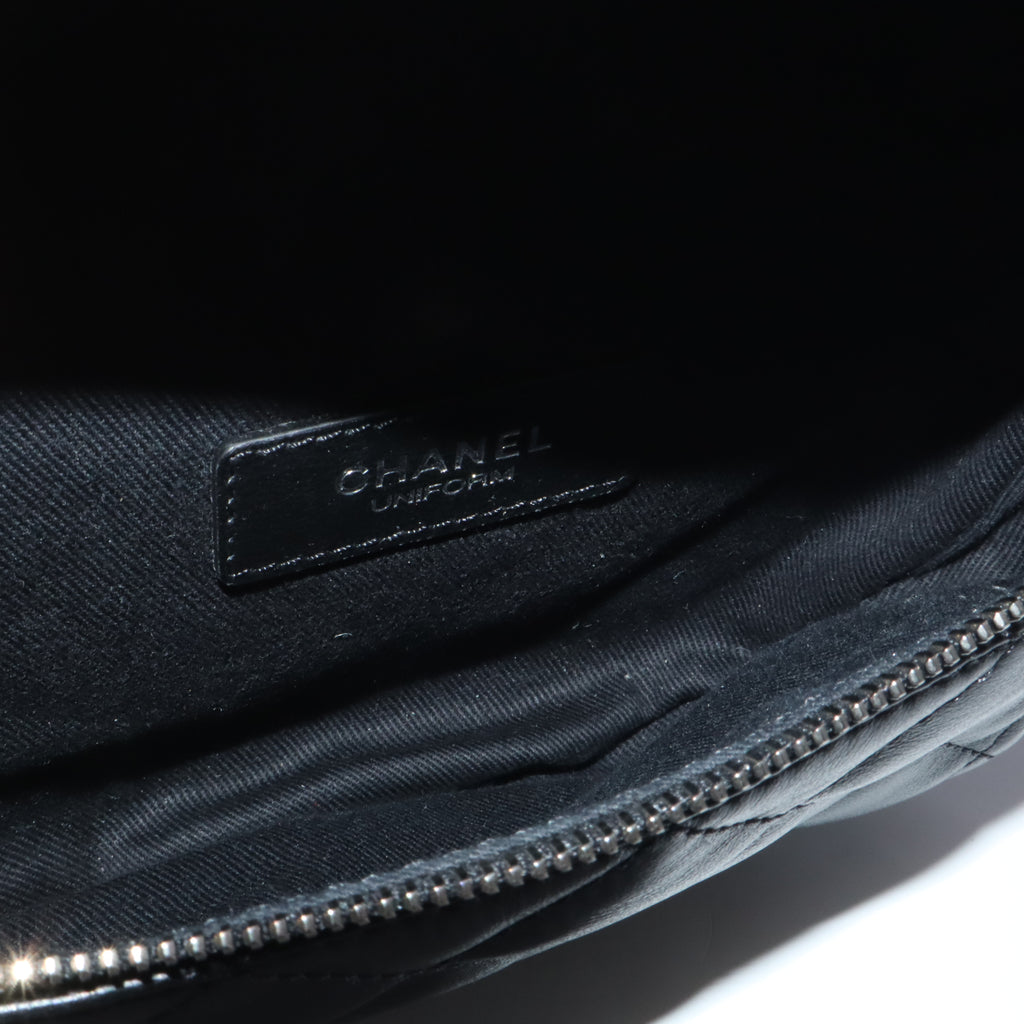 Calfskin Quilted Uniform Waist Belt Bag Black B24262