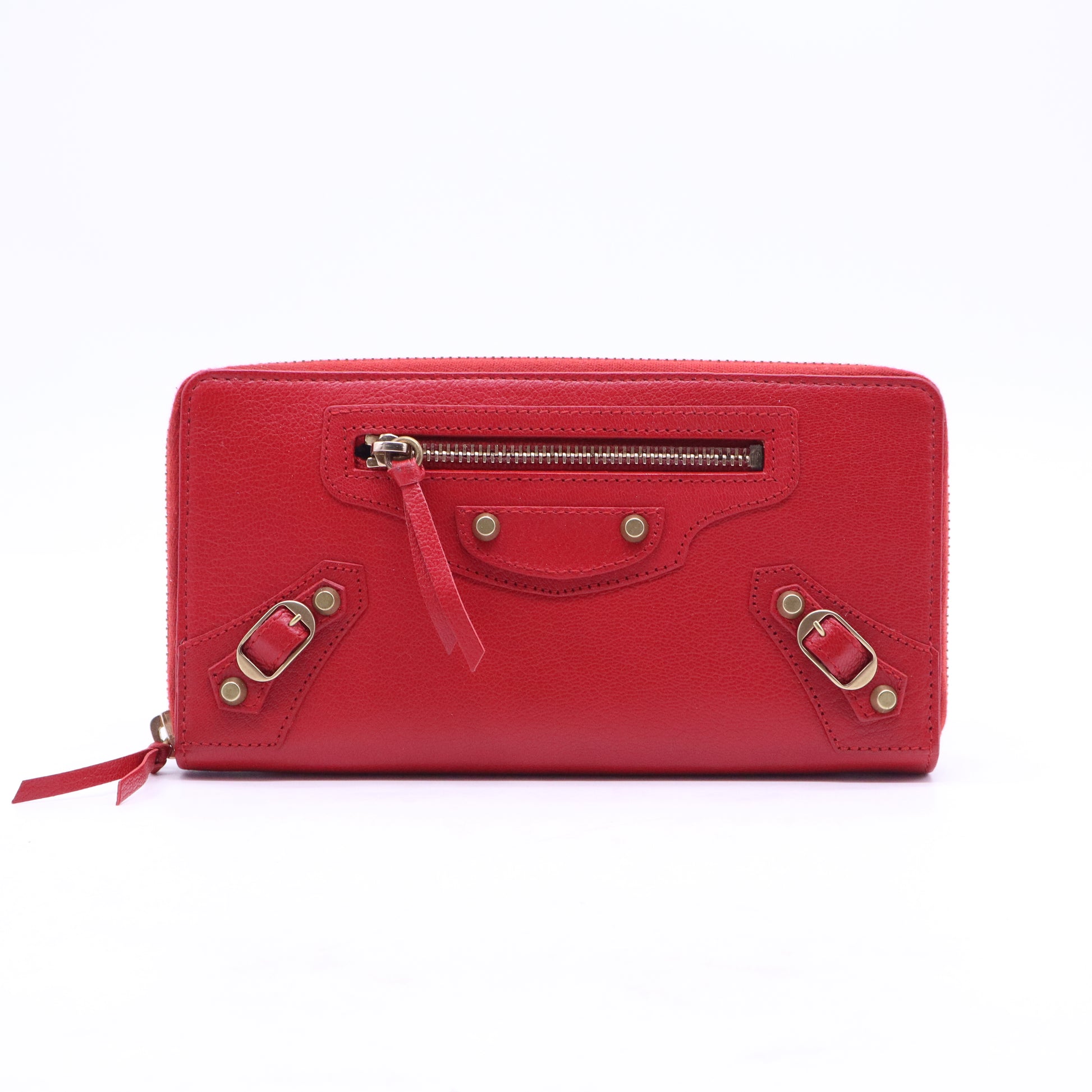 Balenciaga Rose Thulian Lambskin Leather Giant Rose Gold Continental Zip Around Wallet W21036