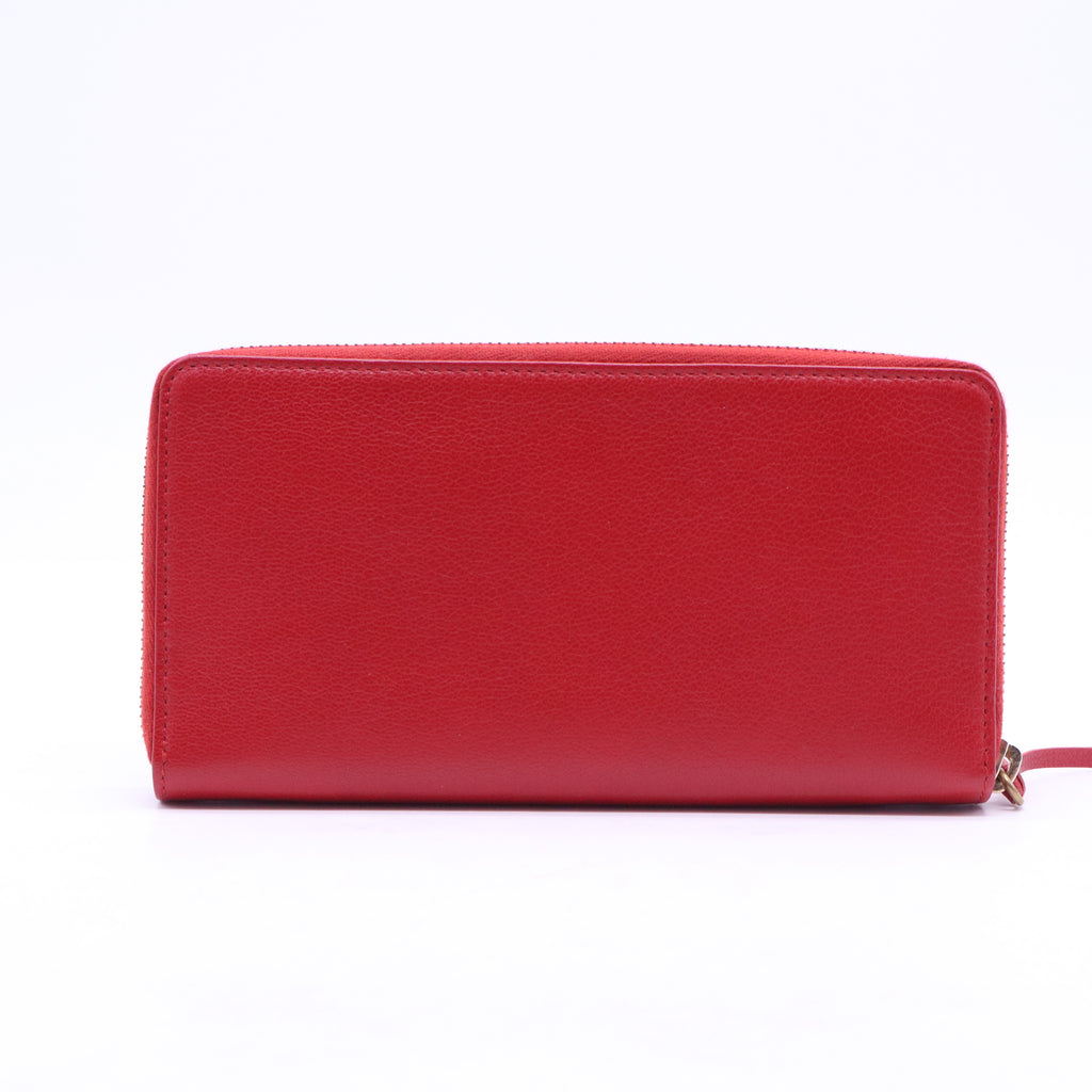 Balenciaga Rose Thulian Lambskin Leather Giant Rose Gold Continental Zip Around Wallet W21036