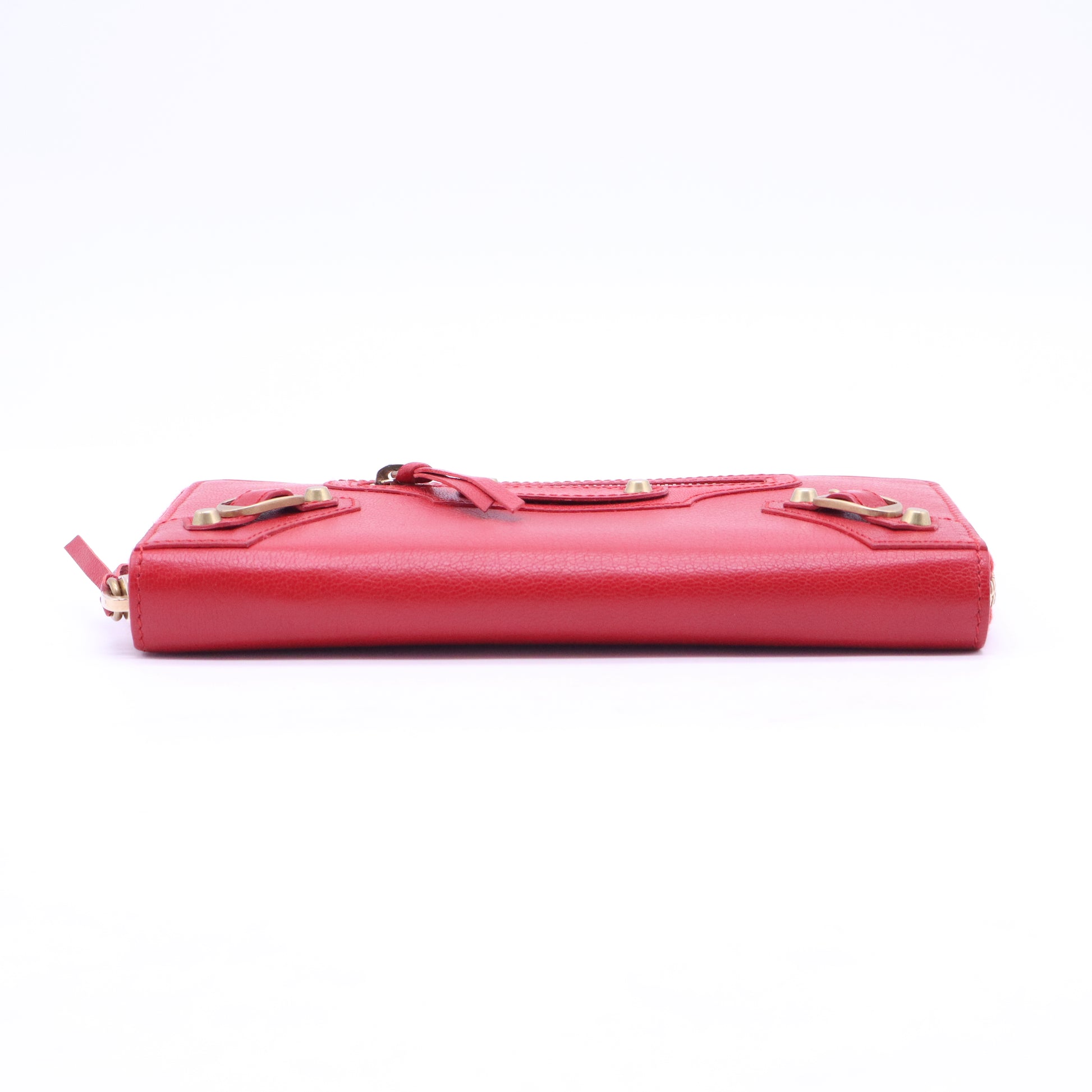 Balenciaga Rose Thulian Lambskin Leather Giant Rose Gold Continental Zip Around Wallet W21036