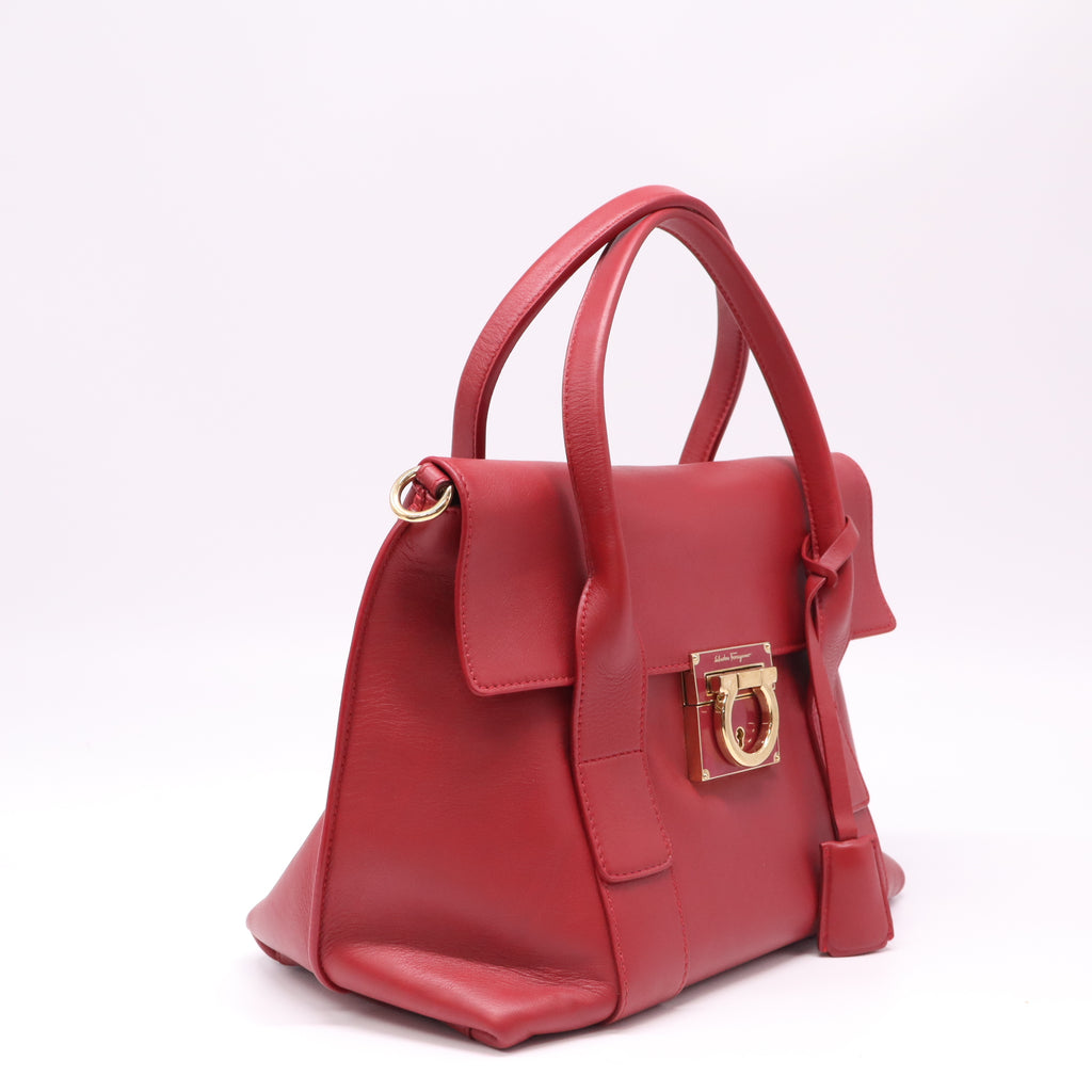 Salvatore Ferragamo Quarzo Calfskin Leather Small Sookie Satchel Bag twins B22734