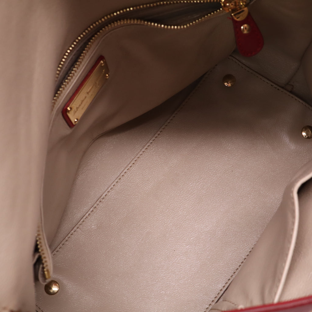 Salvatore Ferragamo Quarzo Calfskin Leather Small Sookie Satchel Bag twins B22734
