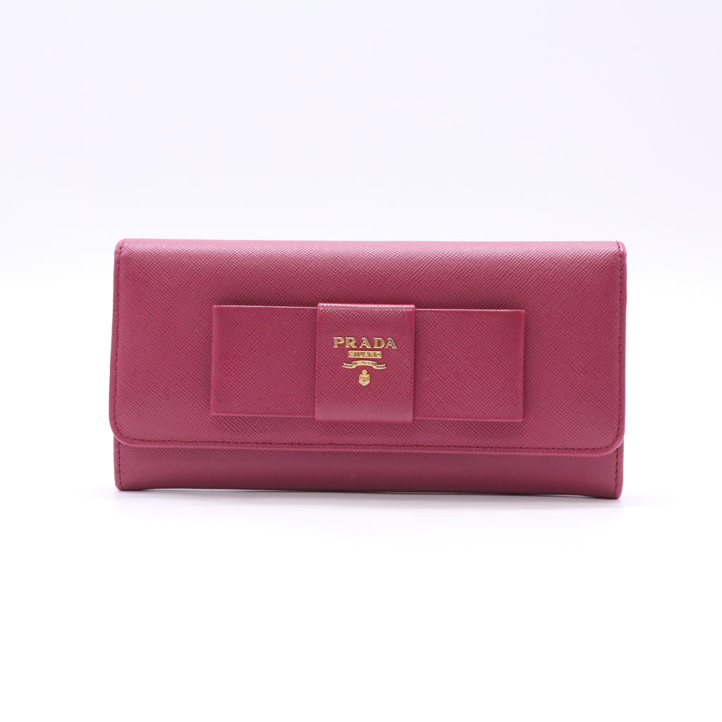 Prada Saffiano Fiocco Bow Continental Wallet W22778
