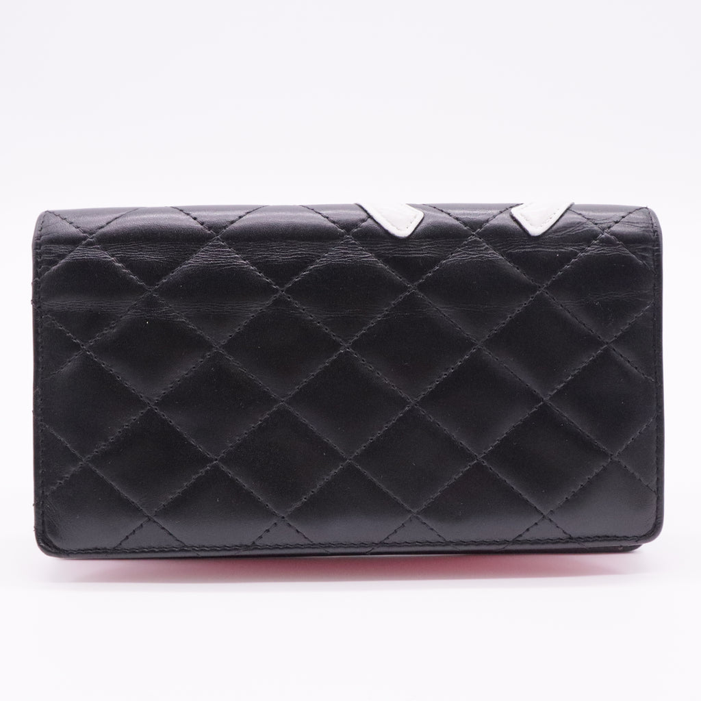 Calfskin Quilted Cambon Yen Wallet White Black