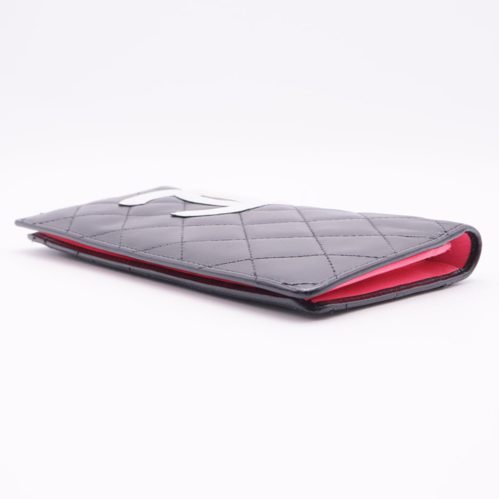 Calfskin Quilted Cambon Yen Wallet White Black