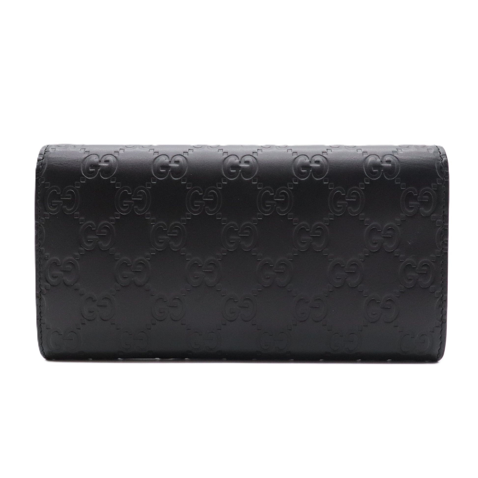 Black Guccissima Leather Bow Flap Continental Wallet