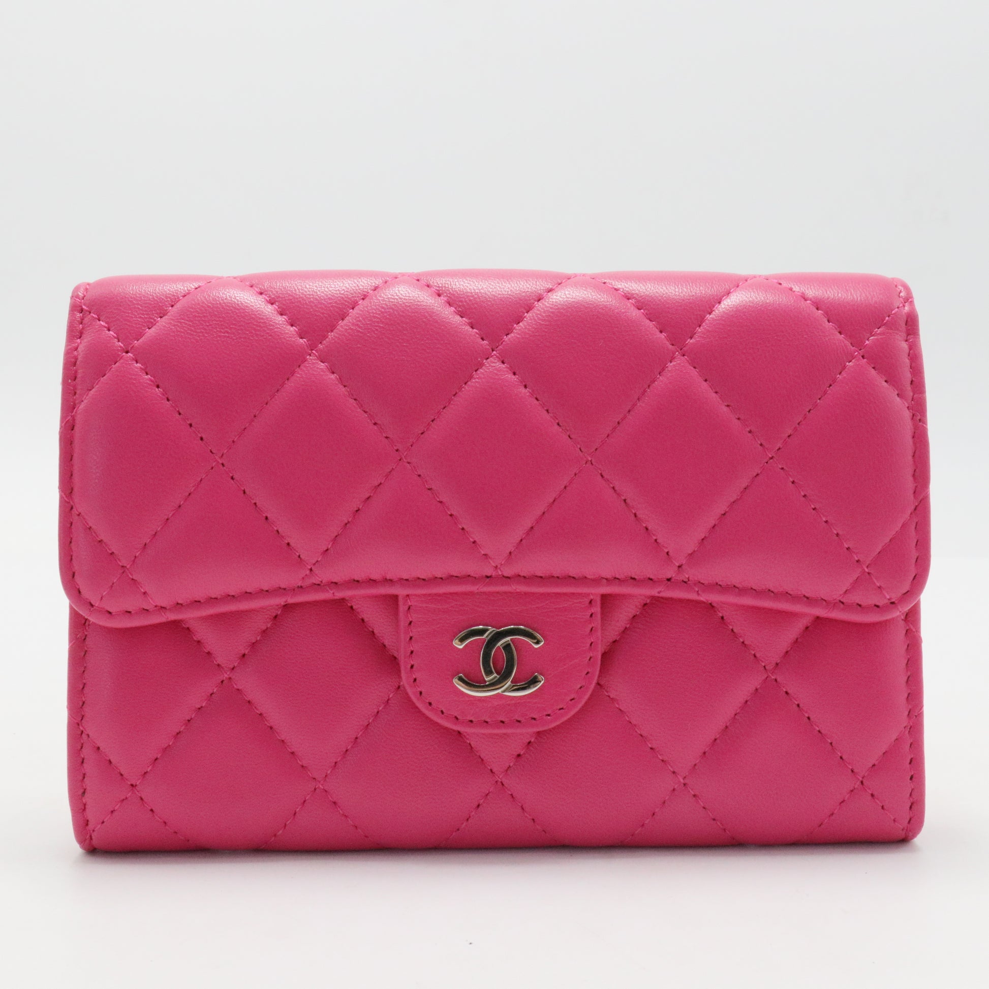 Caviar Quilted Medium Flap Wallet Fuchsia