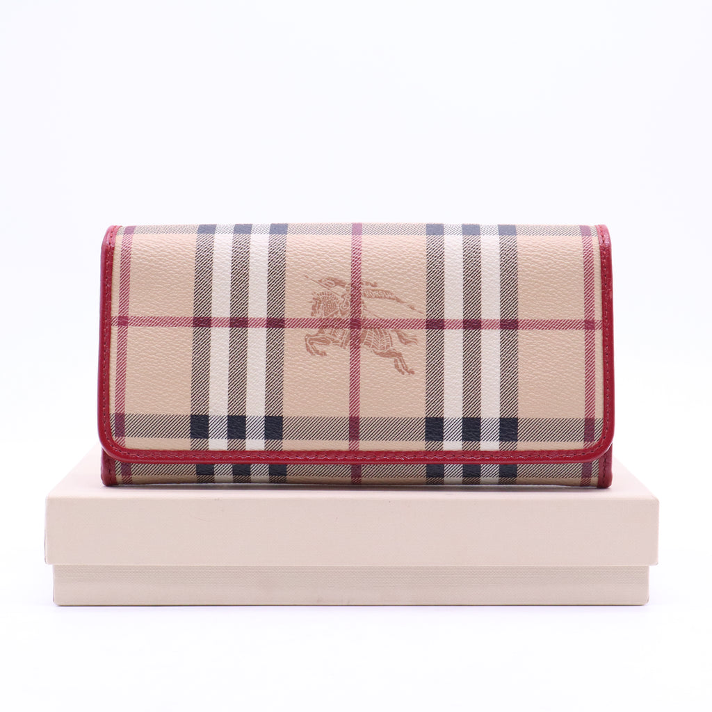Red/Beige House Check Flap Continental Wallet W20998