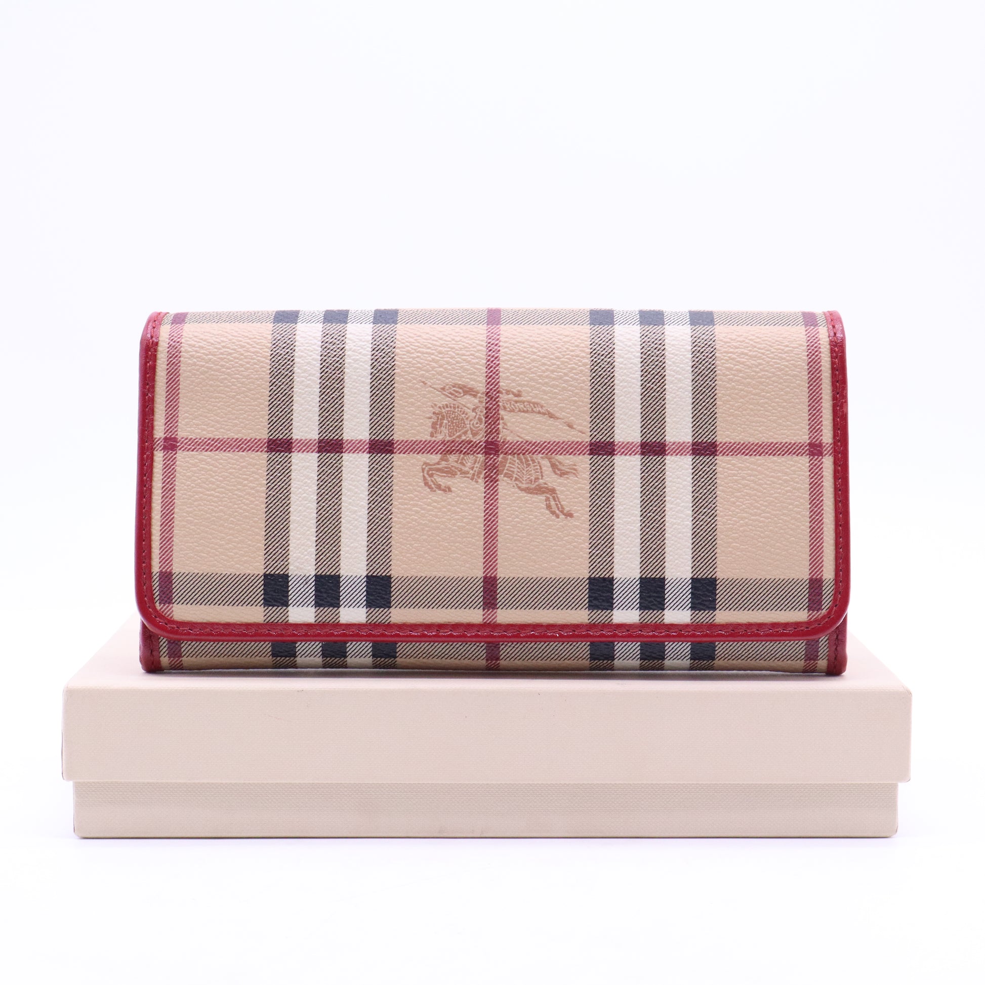 Red/Beige House Check Flap Continental Wallet W20998