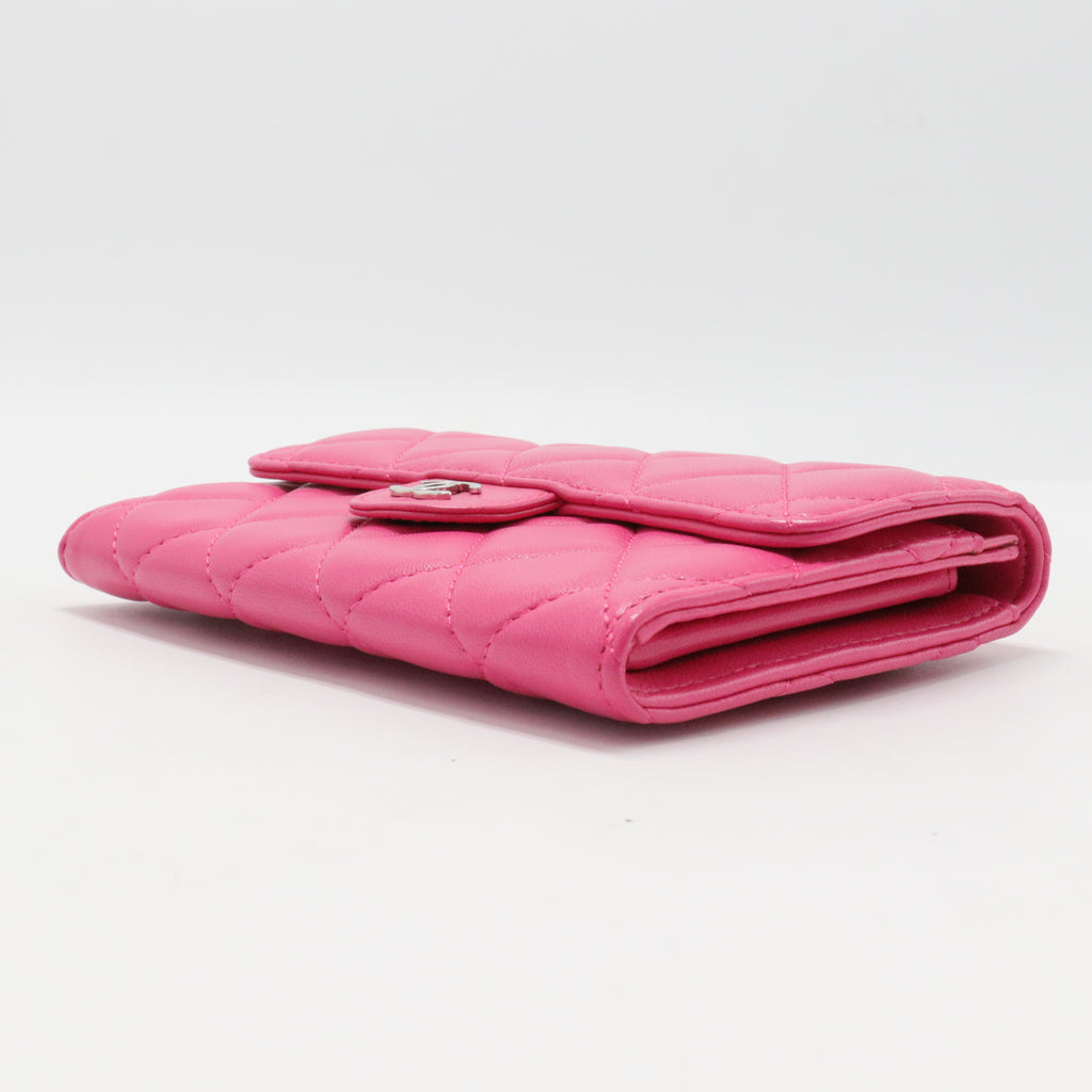 Caviar Quilted Medium Flap Wallet Fuchsia