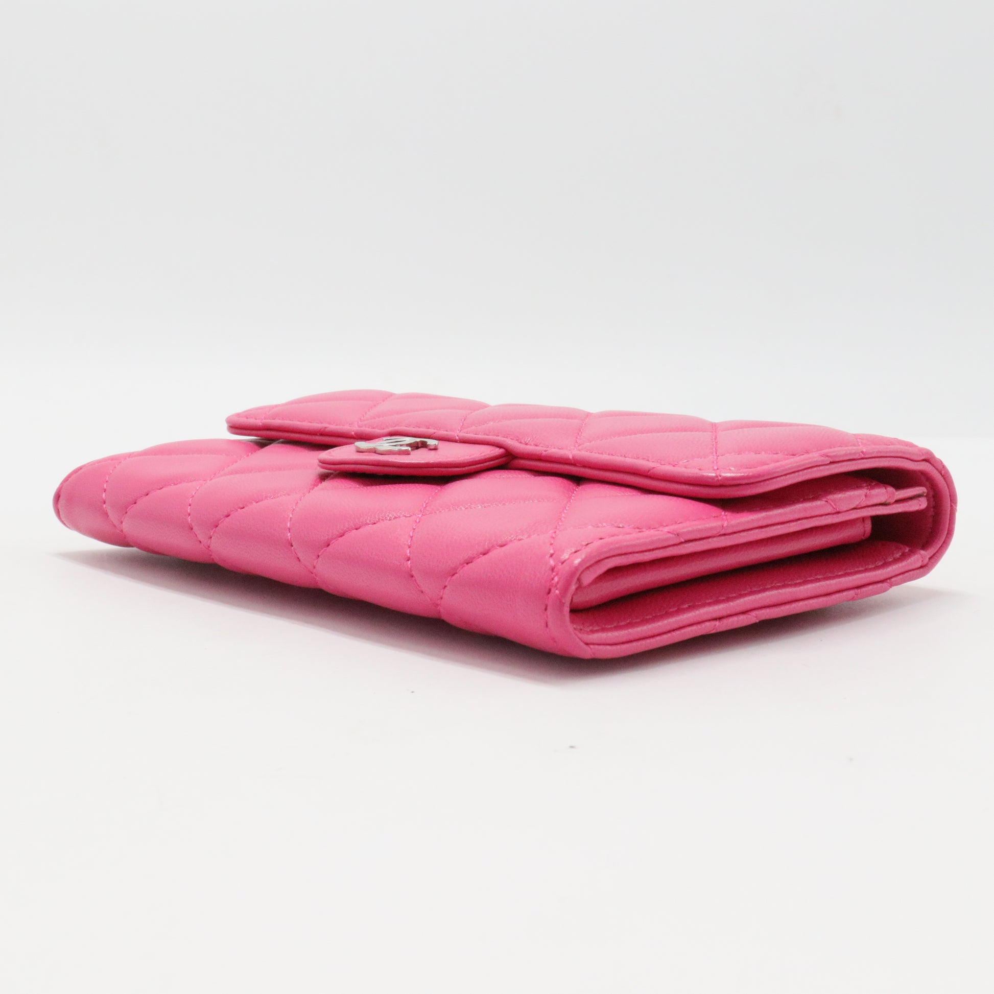Caviar Quilted Medium Flap Wallet Fuchsia