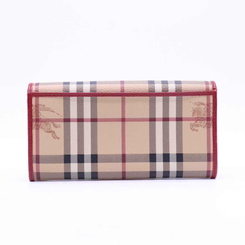 Red/Beige House Check Flap Continental Wallet W20998
