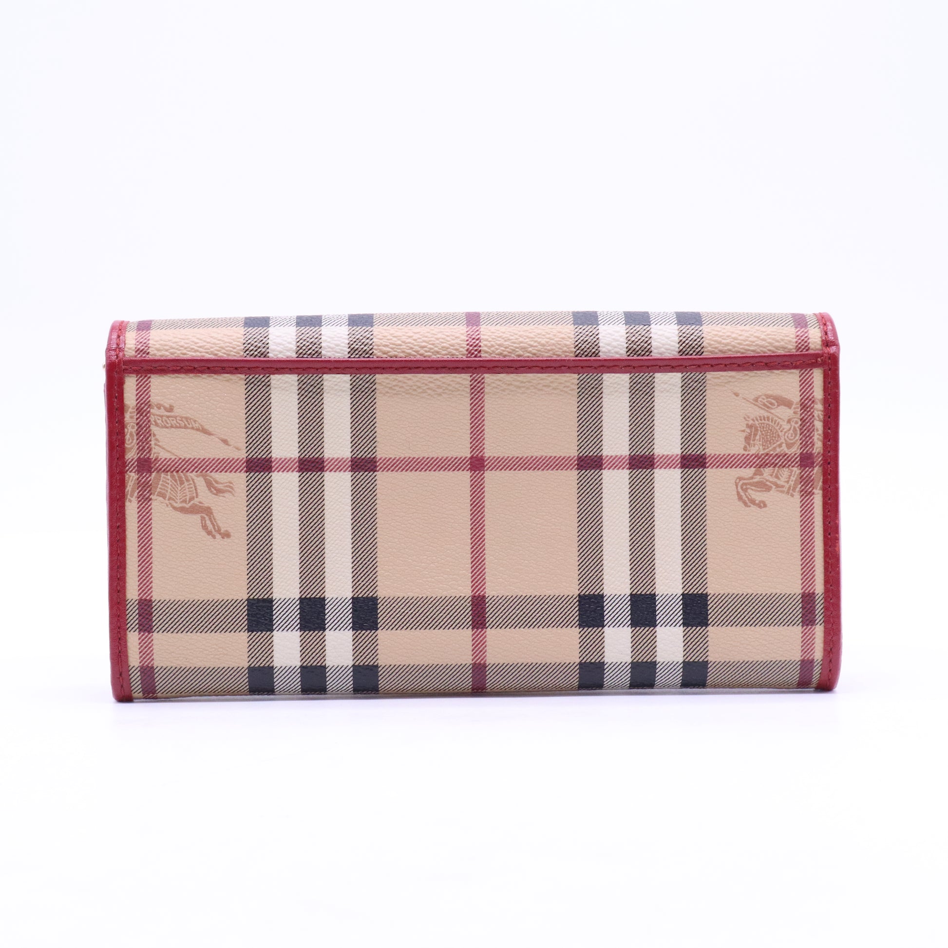 Red/Beige House Check Flap Continental Wallet W20998