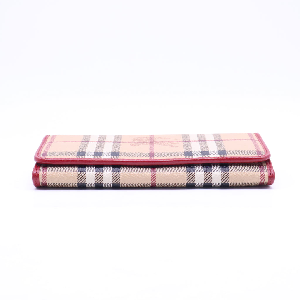 Red/Beige House Check Flap Continental Wallet W20998